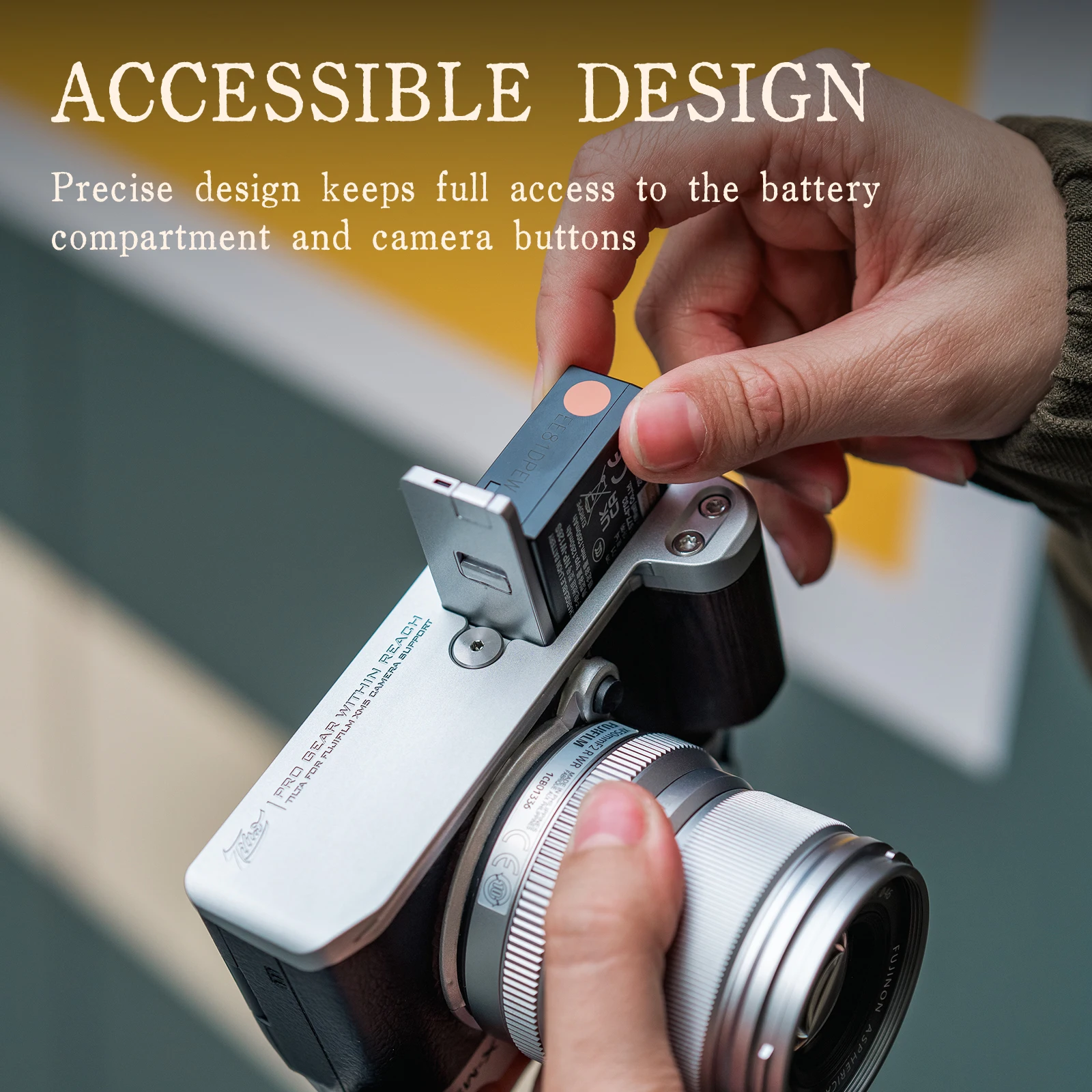 TILTA TA-T73 para Fujifilm X-M5 Kit de Base de jaula de cámara Vintage, placa Base con agarre de madera, soporte de pulgar de zapata de cuero - imagen 5