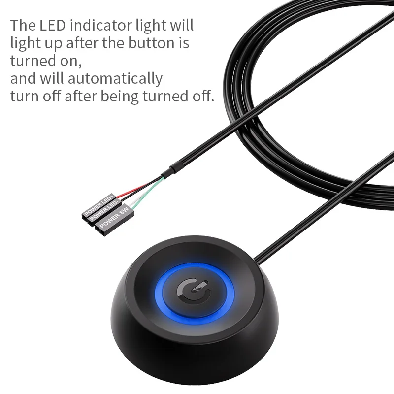 Teucer-interruptor X3 de 1,8 m para ordenador de escritorio, placa base de PC, arranque externo, luces LED, Cable de extensión de botón para casa y oficina - imagen 4