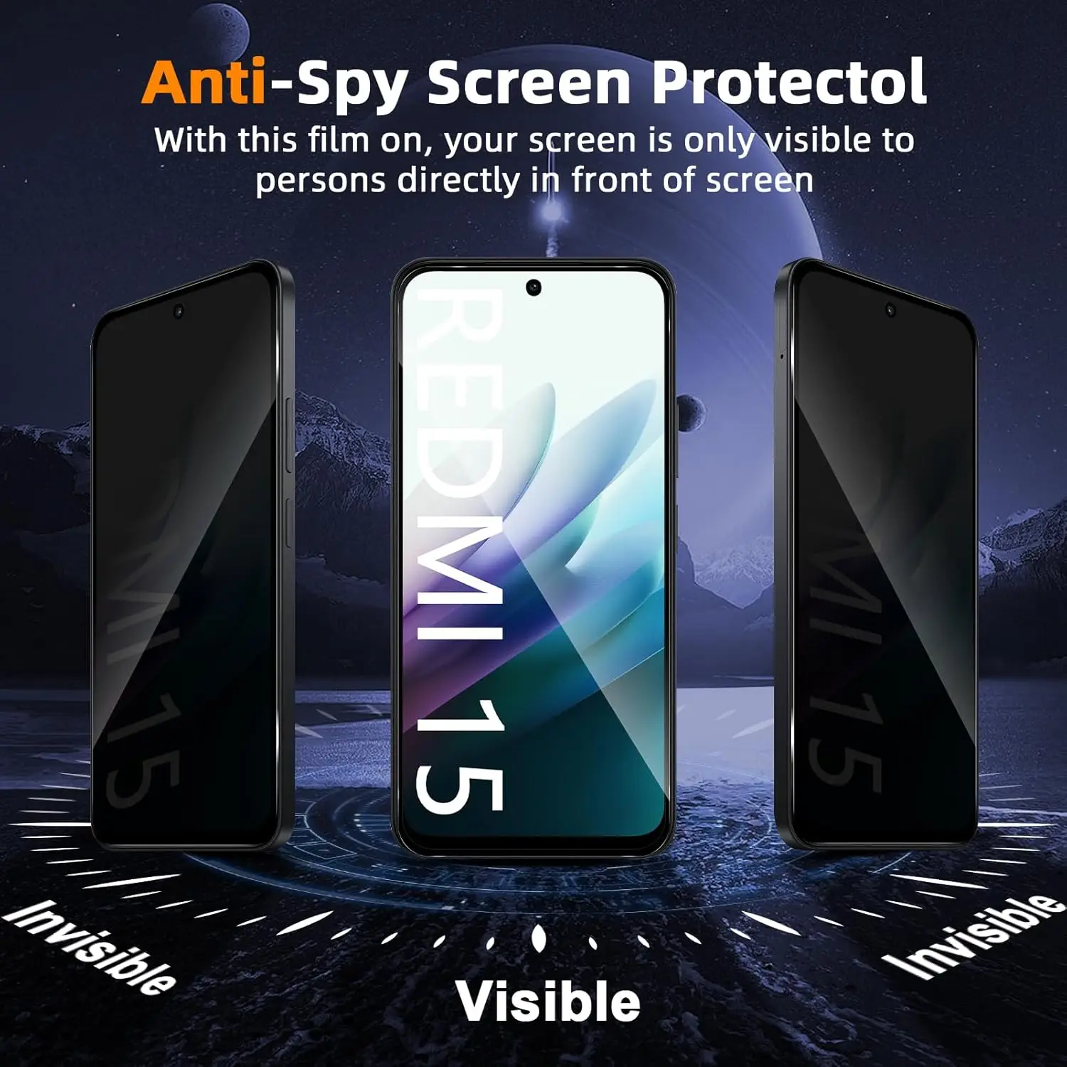 2 uds 9H vidrio templado antiespía para Xiaomi Redmi 15 5G película protectora de pantalla de privacidad - imagen 3