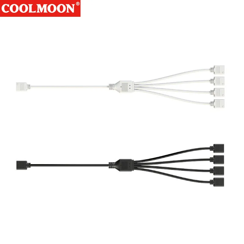 COOLMOON blanco 30CM 5V 3Pin ARGB Cable de extensión adaptador 1 a 1 2 3 4 divisor para ventilador placa base AURA RGB LED sincronización para MSI ASUS - imagen 2