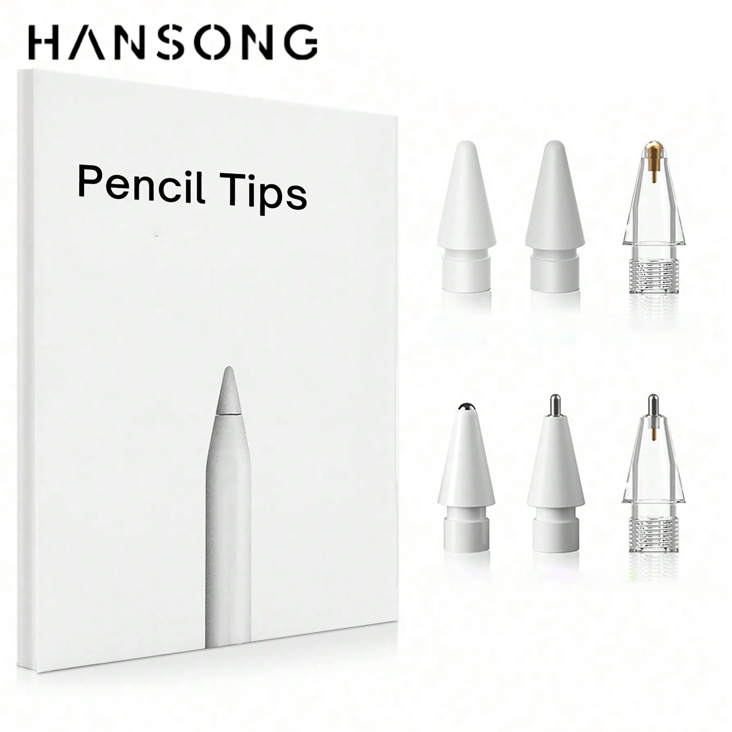 Punta de dibujo para lápiz Apple, 6 uds., 2B, HB, punta fina y punta transparente para lápiz Apple de primera y segunda generación, lápiz óptico para iPad - imagen 2