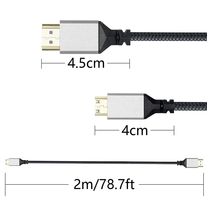 Nueva trenza de nailon 4K 60HZ TPU Micro Mini a HDMI Cable de extensión macho Compatible para cámara PS3/4/5 proyector TV Box portátil - imagen 4