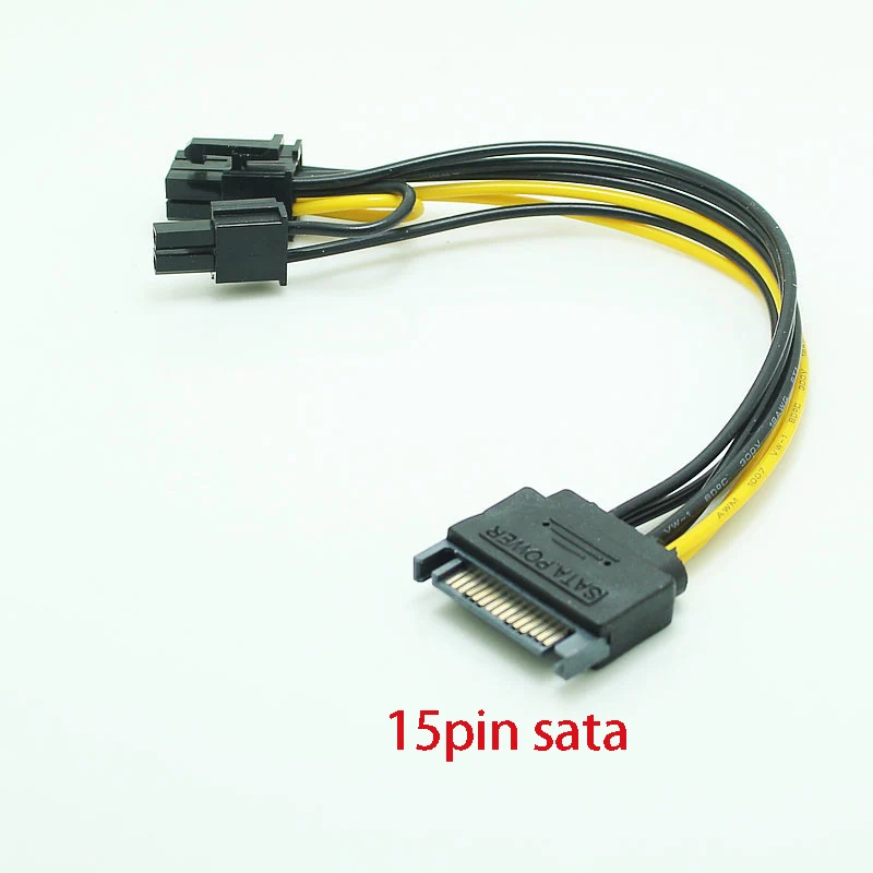 SATA 15PIN a 8Pin 6 + 2 conectar Cable divisor tarjeta gráfica línea de alimentación tarjeta de vídeo convertir Cable adaptador GPU 6PIN + 2PIN Cable extensible - imagen 2