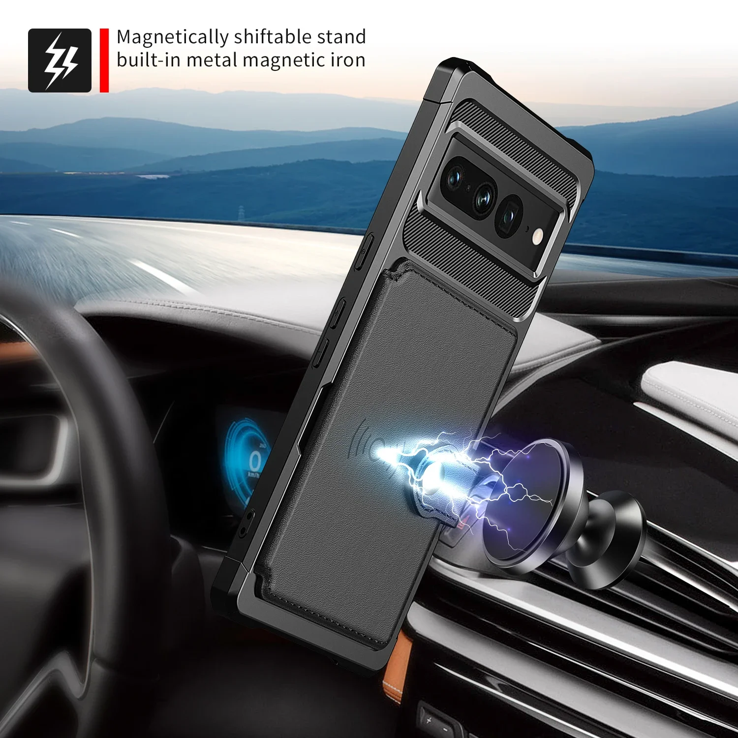 Funda magnética Solt con tarjetas tipo billetera de cuero para Google Pixel 9 Pro XL 7 8 7A, funda protectora a prueba de golpes con soporte de bolsillo para coche - imagen 4