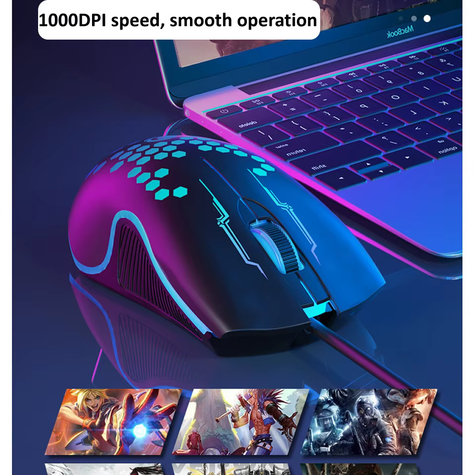 Ratón Gaming Óptico con Cable Retroiluminación RGB 1000 DPI USB