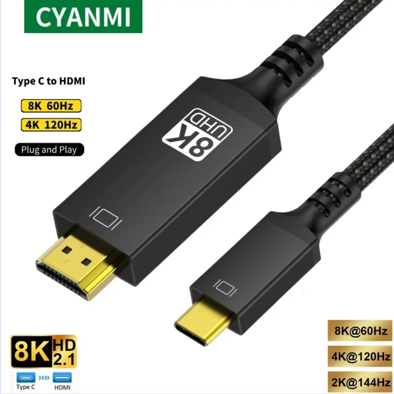 Cable USB tipo C a HDMI, convertidor de TV Compatible con HDTV, MacBook Air, iPad, USB-C, adaptador HDMI, 8K @ 60Hz, 4K @ 120Hz - imagen 2