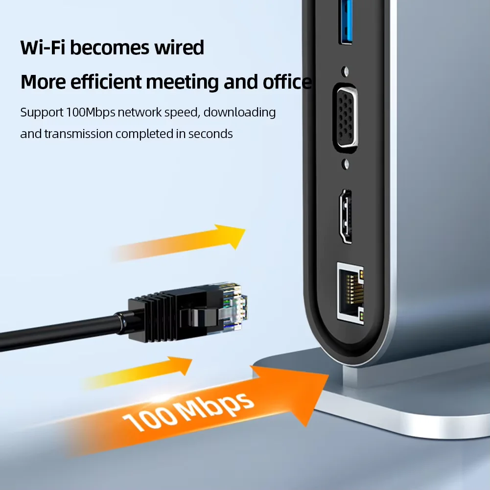 Estación de acoplamiento tipo C Hub 12 en 1, adaptador Compatible con HDMI 4K @ 30Hz, USB 3,0 PD 100W, RJ45, SD, TF, divisor USB para Macbook, portátil y PC - imagen 4