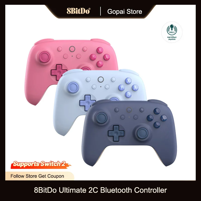 8BitDo nuevo controlador Bluetooth Ultimate 2C con Joystick Hall para Nintendo Switch 2 Lite OLED accesorios de mando