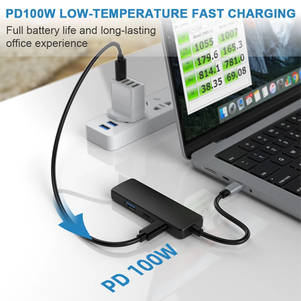 HUB USB 3,0 2,0 con 4 puertos tipo C, adaptador multipuerto Compatible con HDMI, 4K, PD, 100W, para MacBook Pro Air - imagen 3