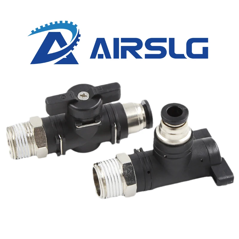 BC-acoplamiento rápido neumático, rosca macho, 1/8 ", 1/4", 3/8", 1/2 ", interruptor de válvula de bola, manguera de PU, válvula manual de flujo, válvula rotativa manual