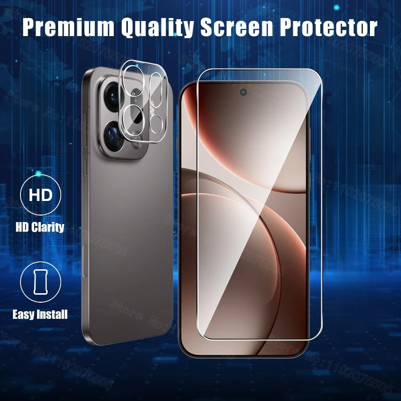 2 uds película protectora de pantalla transparente de vidrio templado HD + 2 uds película protectora de lente transparente HD para OPPO Find X9 Pro - imagen 2
