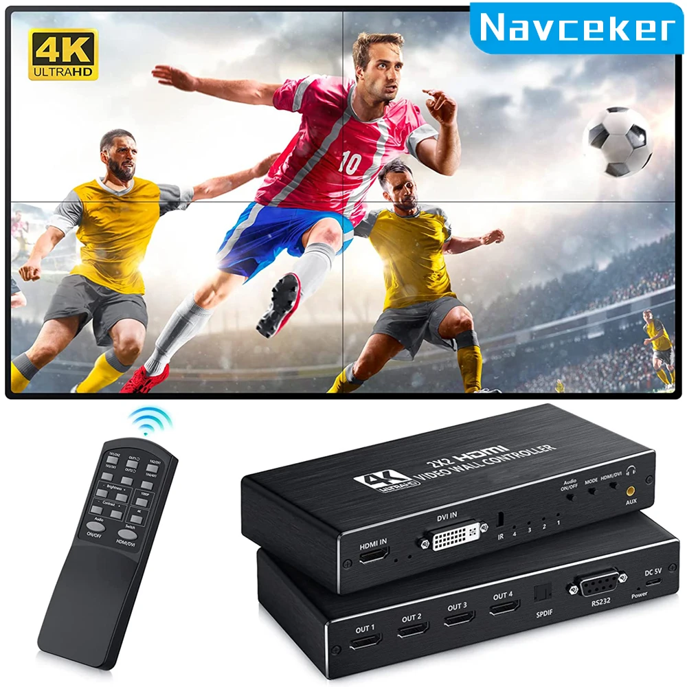 Controlador de pared de vídeo, 2x2, 1x2, 1x3, 1x4, 2x1, 3x1, 4x1, 4K, DVI, HDMI - imagen 2