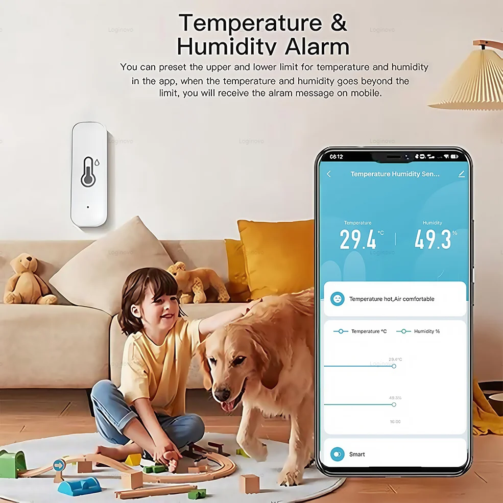 Zigbee-Sensor de temperatura y humedad, Detector de Monitor remoto por aplicación, automatización del hogar inteligente para Alexa, asistente de Google Home 2MQTT - imagen 3