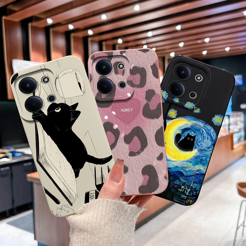 Para Xiaomi Poco C85 4G Funda de teléfono divertido gato Material de silicona líquida Funda suave y agradable para la piel para Poco C 85 Funda a prueba de golpes