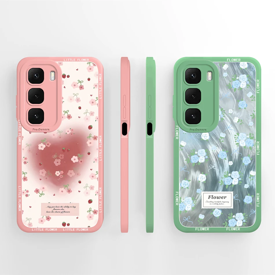 Para infinix Hot 60 Pro Plus 60i funda trasera de teléfono con estampado Floral para Hot 60i 4G 5G parachoques de protección completa de silicona líquida suave - imagen 3