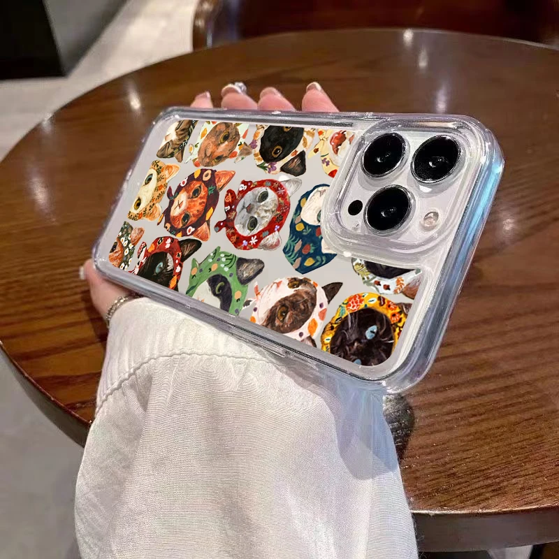 Funda de teléfono con parachoques transparente de TPU con diseño de gato para iPhone 16E 16 15 14 13 12 11 Pro Max XS X 7 8 PLUS SE 2022 - imagen 3