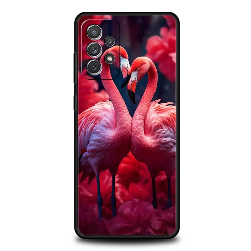Funda de hojas de flamencos rosas encantadoras para Samsung A51, A71, A21S, A11, A15, A25, A31, A41, A52, A32, A23, A33, A53, A73, A03S, A05S, A13, 5G, A72 - imagen 2