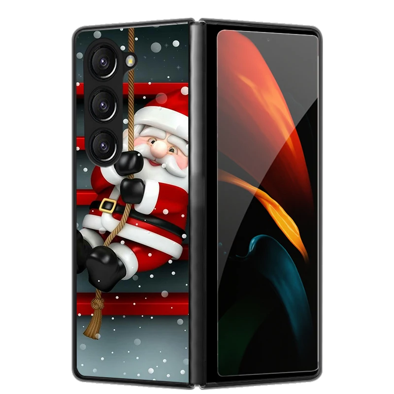 Funda de Navidad para Samsung Galaxy Z Fold 6, 5, 4, 3, Fold5, Fold4, cubierta de PC de plástico duro negro encantador para Galaxy Z Fold5 5 5G - imagen 5
