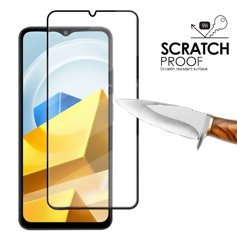 Cubierta de vidrio templado 4 en 1 para Xiaomi Poco M5, Protector de pantalla con pegamento completo 9H para Poco M4, M5S, M5 - imagen 3