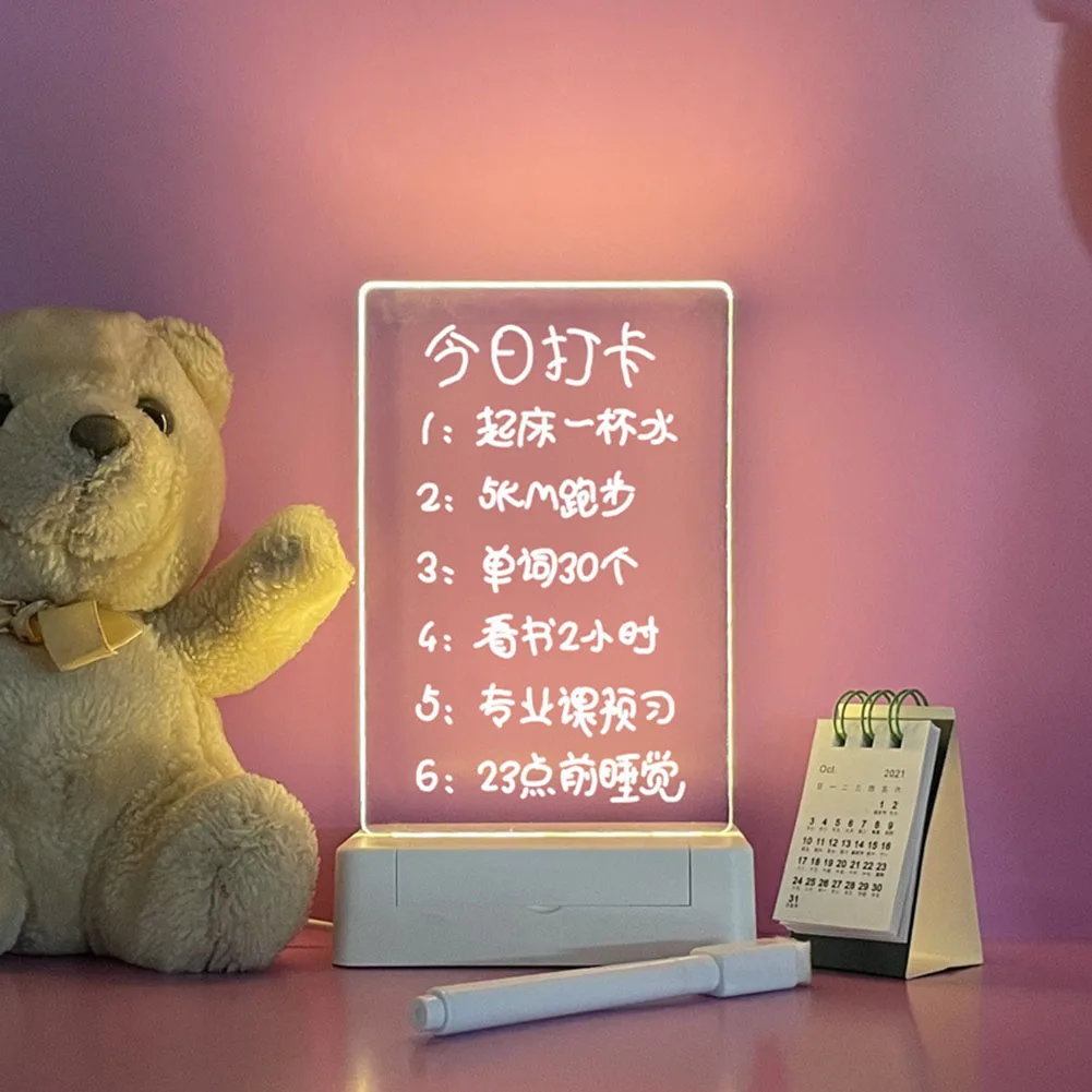 Tablero de notas con luz Led nocturna para niños, tablero de mensajes USB, luz de vacaciones con bolígrafo, regalo para niños, decoración de novia, lámpara de noche - imagen 2