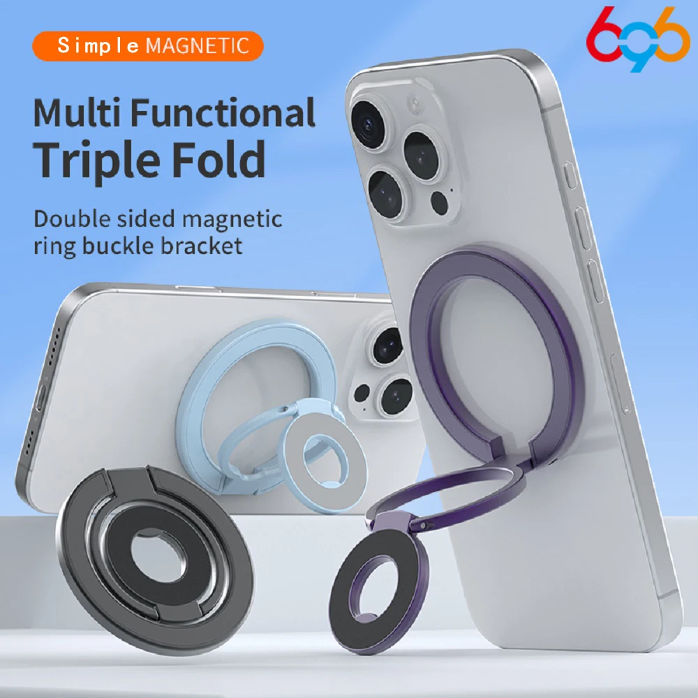 Soporte magnético de anillo para teléfono de doble cara portátil 360 °   Soporte plegable giratorio para teléfono móvil, accesorio de agarre, soporte Universal