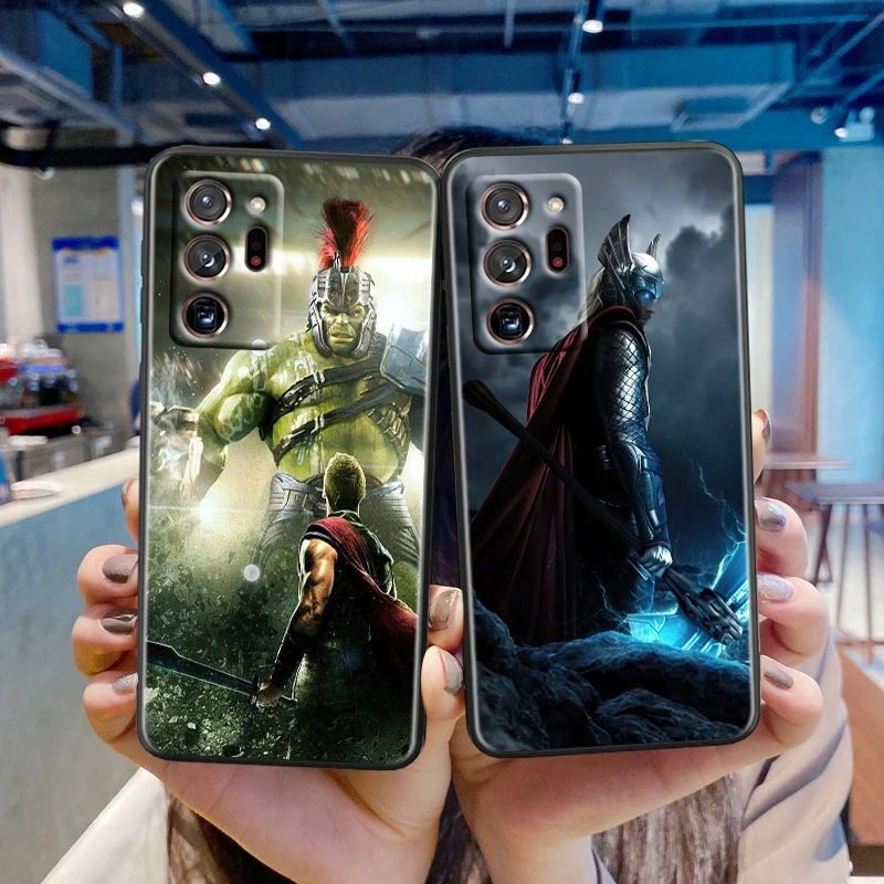 Funda negra de Los Vengadores Capitán América Thor para Samsung Note 20, 10, Ultra Plus, A31, A14, A12, A70, A34, A25, A04, A05, A15, A24, 5G - imagen 2