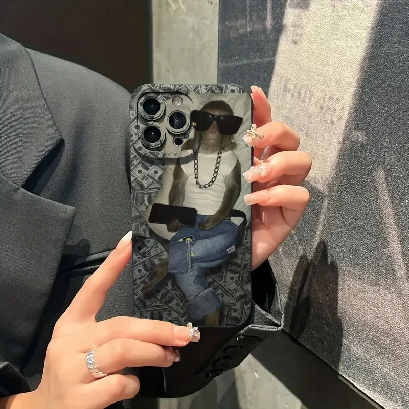 Gafas de sol billete de banco mono pintado funda de teléfono para iPhone 16 15 14 13 12 11 Mini Pro Max X XR XSMax 8 7 6 6S Plus cubierta de silicona - imagen 3