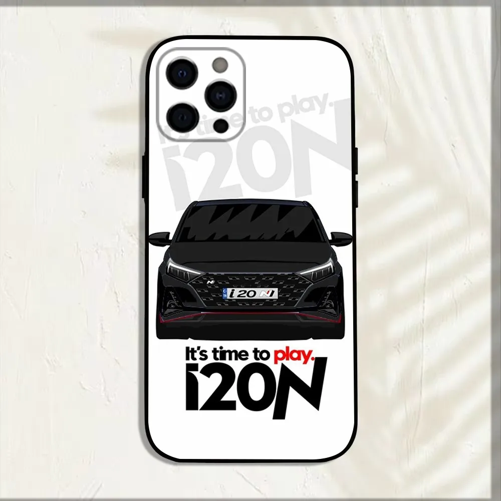 Funda de teléfono I-I30N de coche deportivo azul y rojo para iPhone 16,15,14,13,12,11,Pro,X,XS,Max,XR,Plus,Mini cubierta negra suave - imagen 4