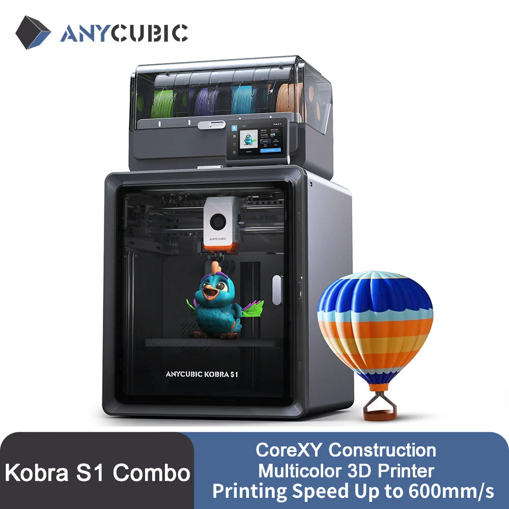 Anycubic Kobra S1 Combo Impresora 3D multicolor Hasta 600 mm/s Impresión de alta velocidad Nivelación automática Estructura CoreXY Extrusora directa - imagen 2