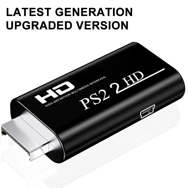 Convertidor compatible con PS2 a HDMI, adaptador Full HD con salida de Audio de 3,5mm, compatible con 480i/480p/576i y todos los modos de visualización de PS2