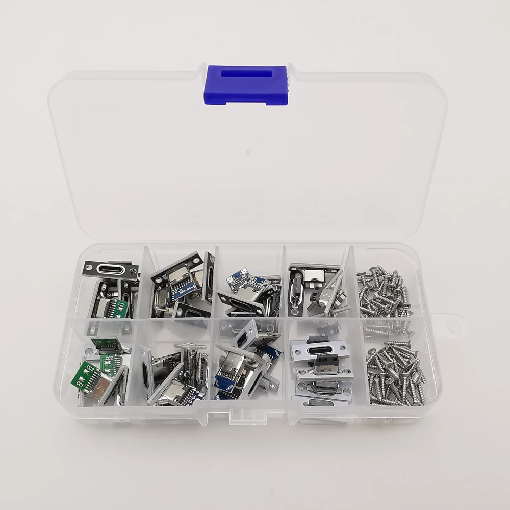 40 Uds. Enchufes USB 3,1 tipo C con placa de fijación de montaje de tornillo 2 pines 4 pines 6 pines puerto de carga hembra hacia adelante y hacia atrás DIY - imagen 2