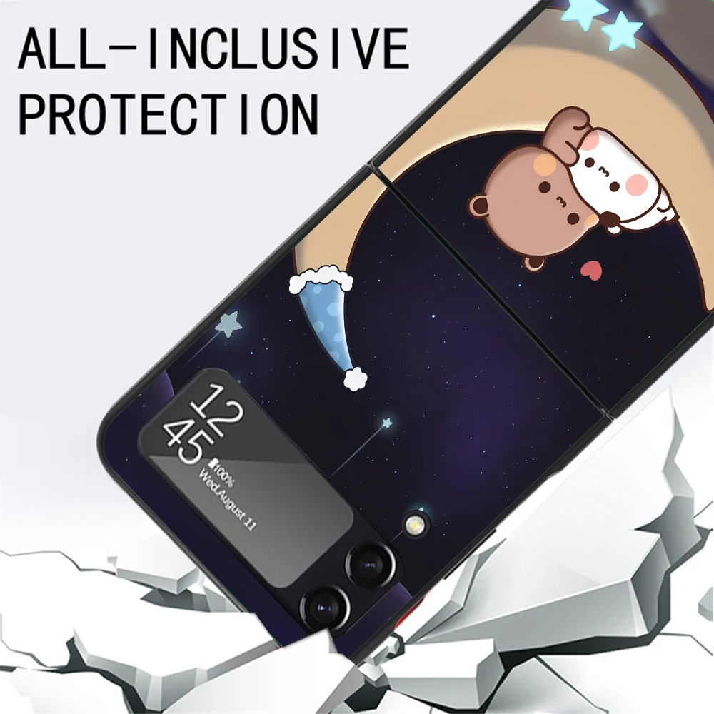 Fundas de teléfono negras con bonito gato melocotón Goma para Samsung Z Flip 7 6 5 4 3 galaxia de lujo ZFlip7 ZFlip6 Flip5 Flip4 Flip3 funda Z F - imagen 3