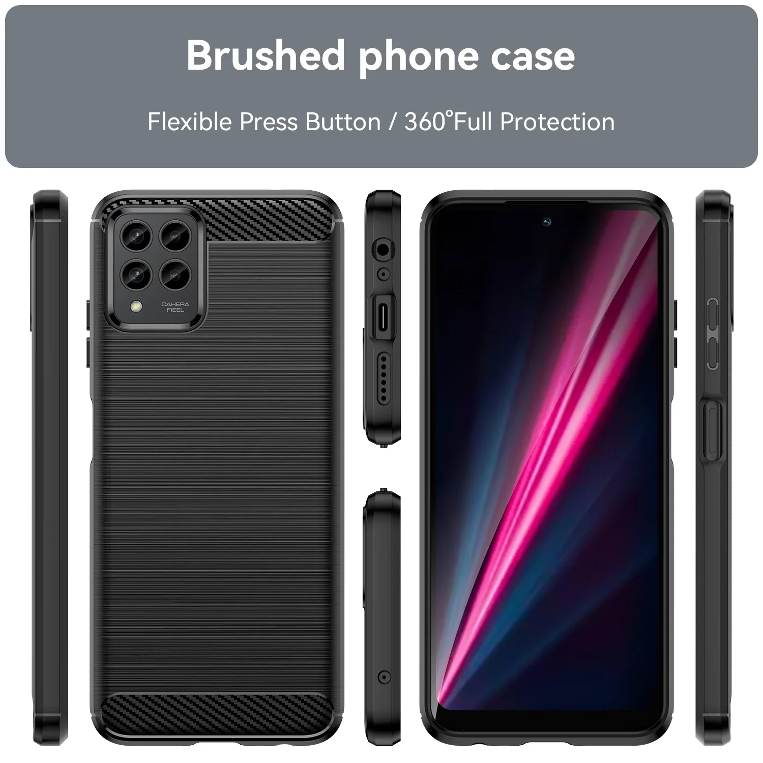 Funda de TPU con textura de fibra de carbono para T-Mobile Revvl 7 6x Pro 5G Revvl 6 T Phone Pro 5G, Funda protectora a prueba de golpes - imagen 2