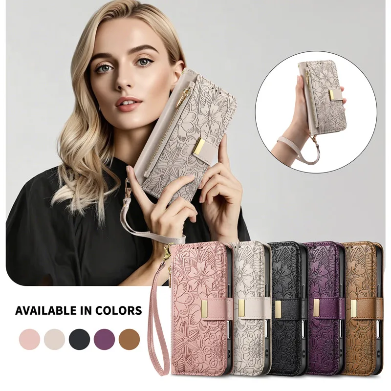 Funda de cuero con tapa cruzada para Samsung Galaxy S25 S24 Ultra S22 Plus S23 FE S25 Edge S25 +, funda con tarjetero tipo billetera para mujeres y niñas