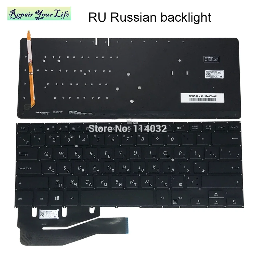 Teclado retroiluminado para ordenador portátil UI US UA RU para ASUS Vivobook Flip TP410 TP410UA TP410UR TP410UF TP410UAR inglés ruso 0KNB-F621RU00 - imagen 3