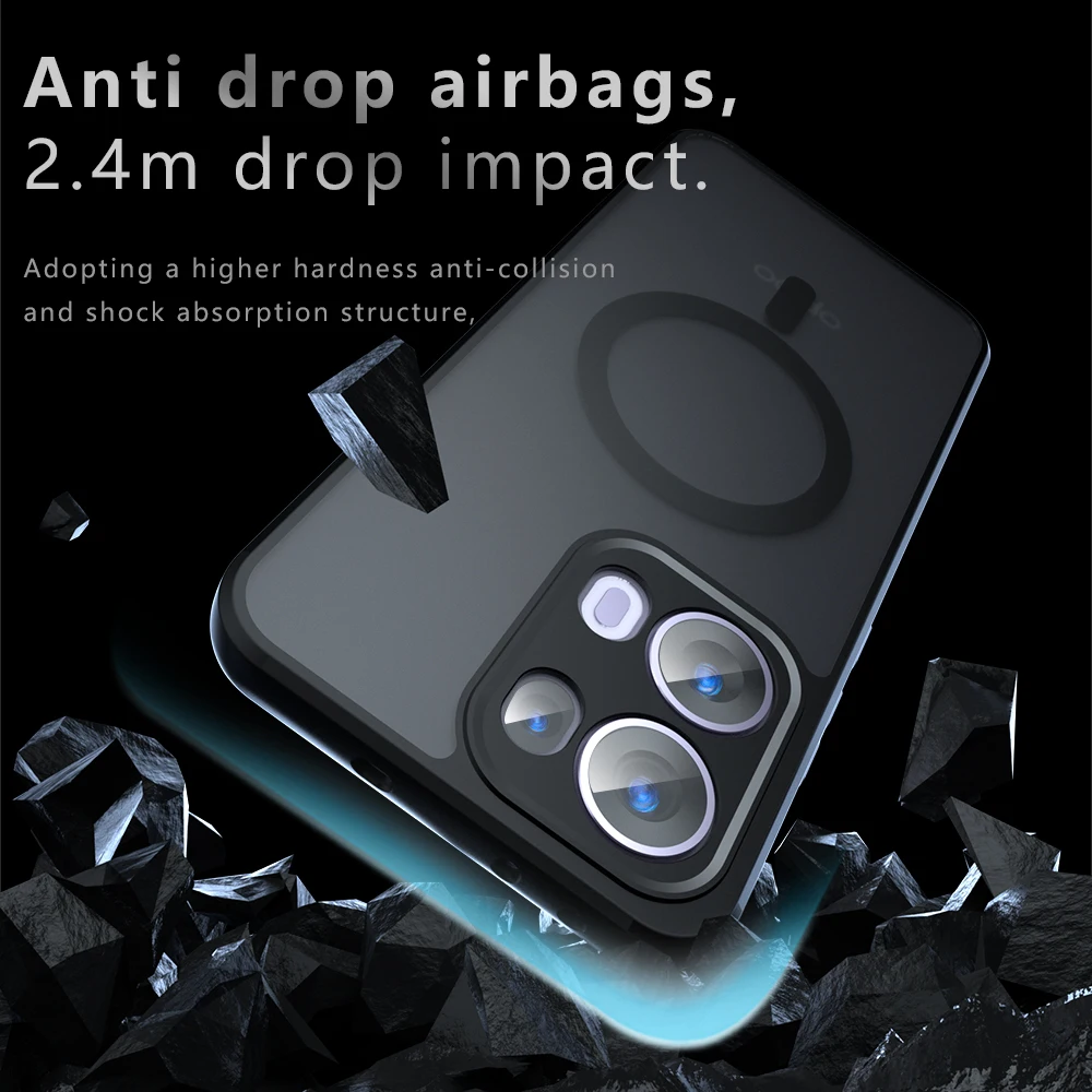 Funda protectora magnética para PPO Reno 13 Pro 14 reno 13F 14F Armor Funda para reno13 F Funda de teléfono transparente mate a prueba de golpes - imagen 4