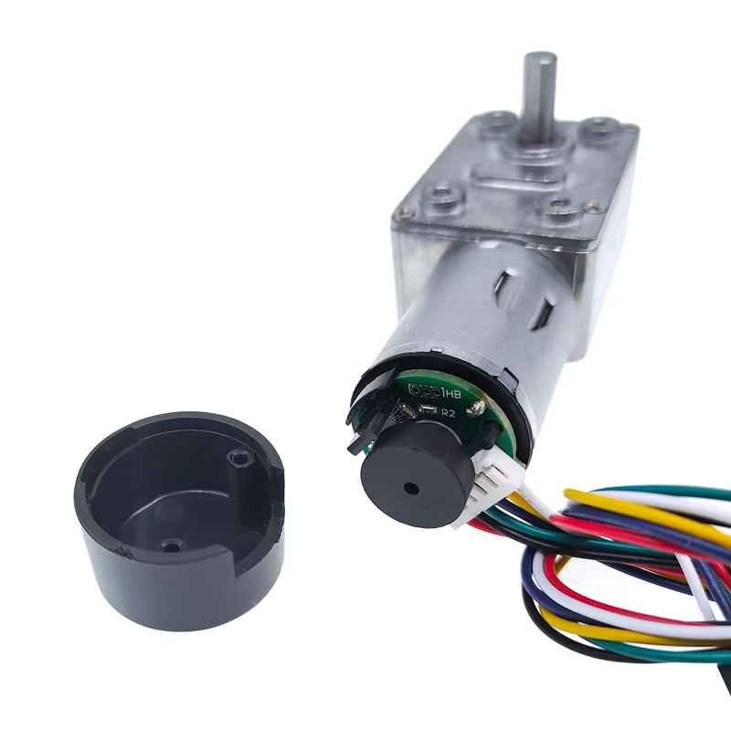 Motor DC 12V ZGY370EC con encoder Hall 11PPR y engranaje helicoidal - imagen 2