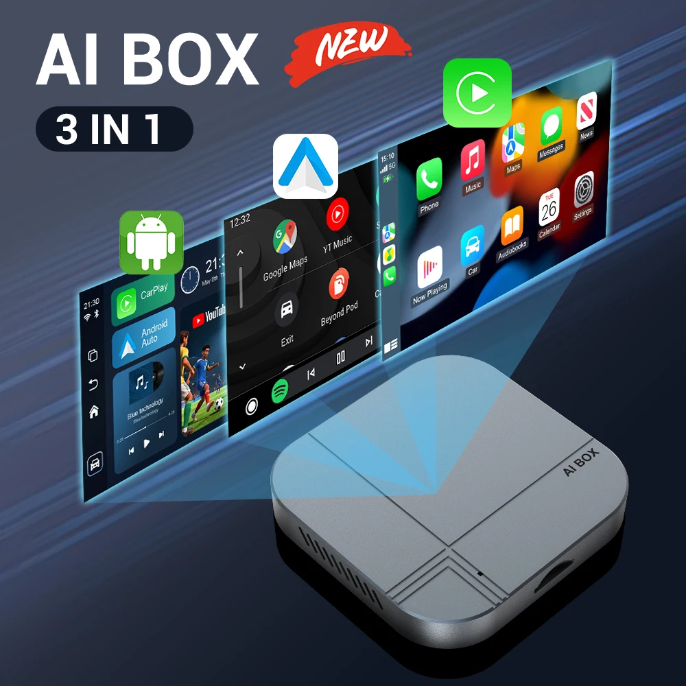 Adaptador automático inalámbrico 3 en 1 Android 12 Ai Box CarPlay para Netfilx Youtube IPTV Spotify accesorios de coche para todos los coches universales