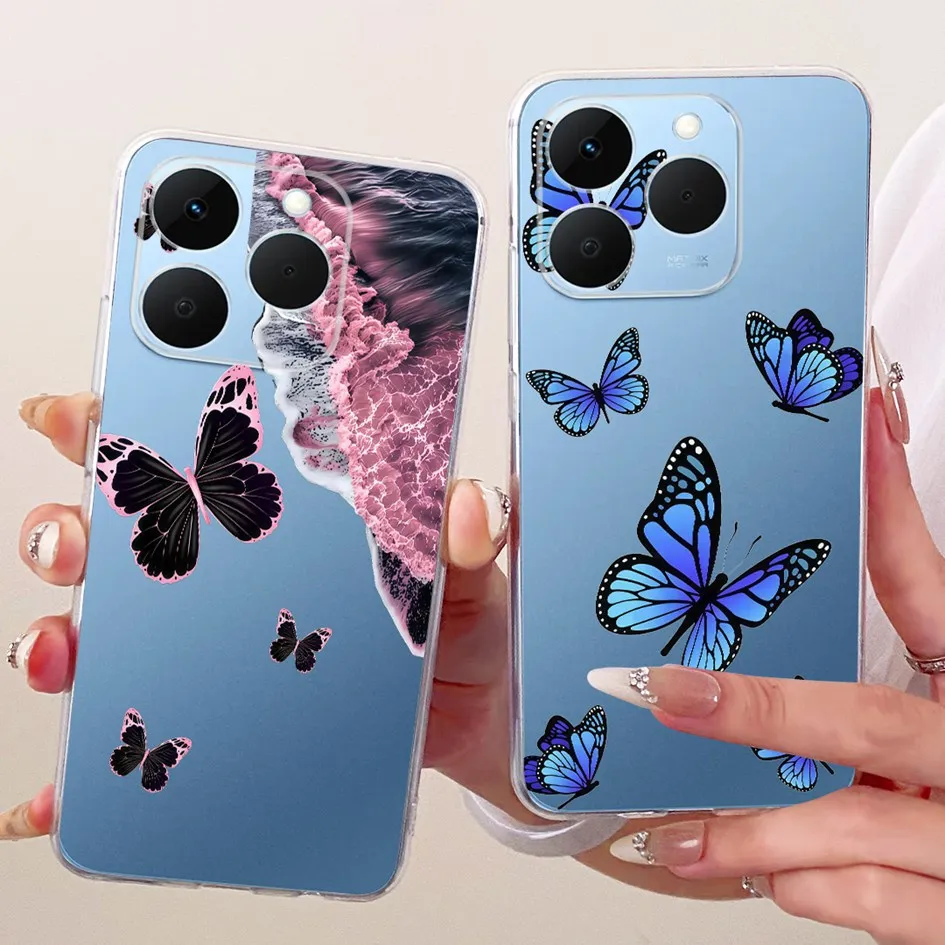 Funda para Realme 15T 5G, funda de teléfono Popular con lazo y flores, parachoques de silicona transparente suave para Realme15T RMX5111 RMX5112 - imagen 3