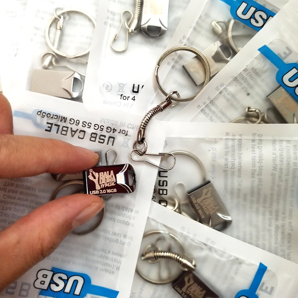 Mini Pendirve 10/50/100 unids/lote 16GB USB2.0 unidad Flash Metal Pen Drive Memory Stick 2GB regalos de empresa disco U con llavero - imagen 4