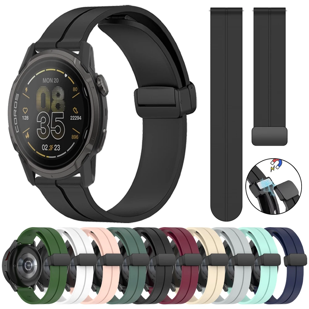 Correa deportiva con hebilla magnética de silicona de 22mm y 20mm para COROS PACE Pro 3 2 correas de reloj suaves para pulsera COROS APEX 2 Pro/4 42mm 46mm