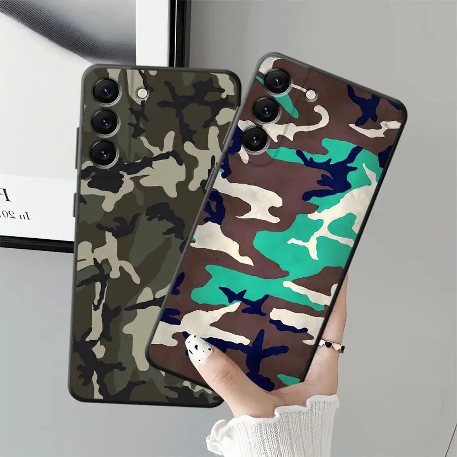 Funda para Samsung Galaxy A70 A30 A15 A10 A12 A20 A13 A04 A40 A16 A06 A05 A03 A50 funda negra suave para teléfono patrón de camuflaje - imagen 4