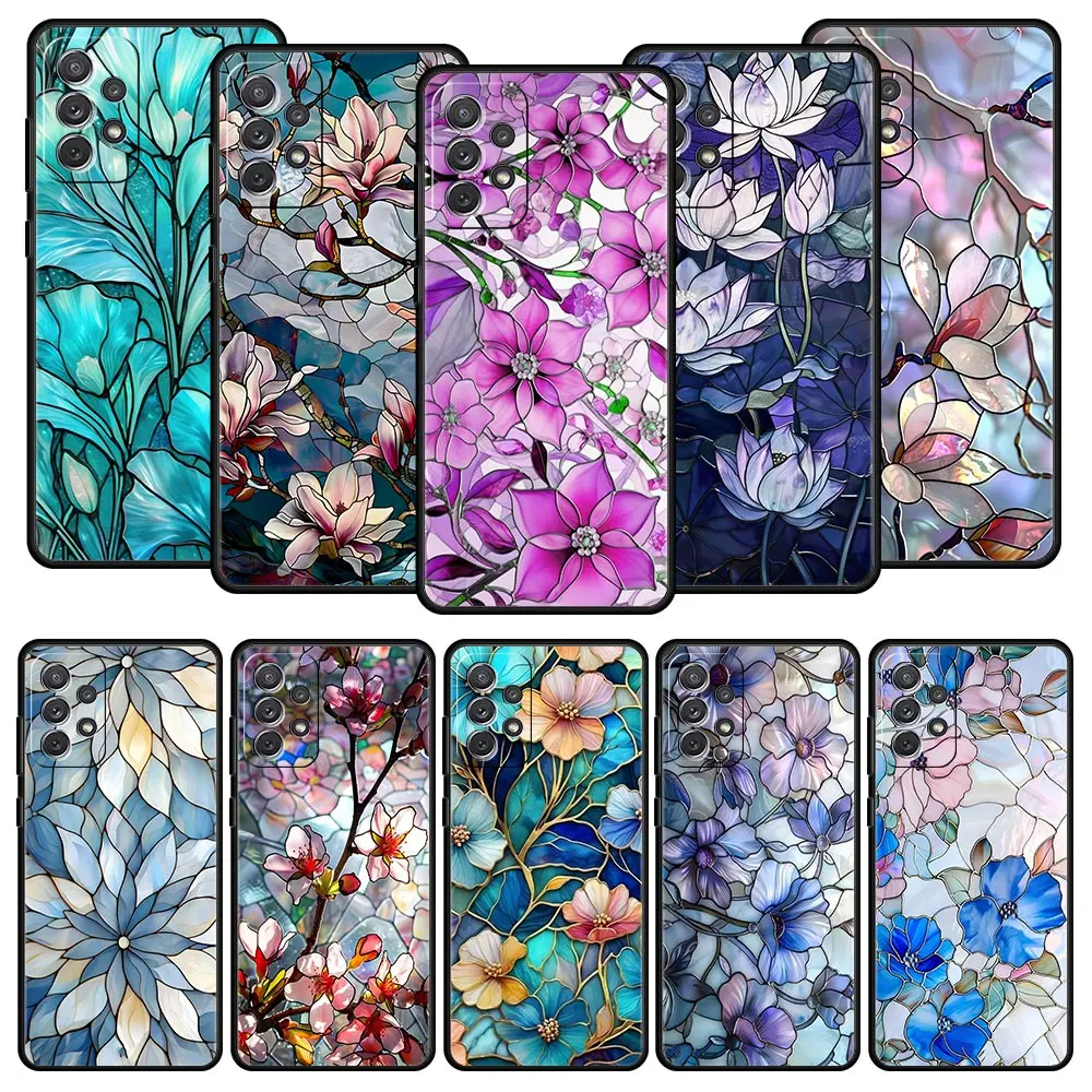 Funda geométrica de mármol y flores para Samsung A51 A71 A21S A17 A11 A15 A25 A41 A23 A33 A53 A73 A07 A03S A05S A13 A35 A55 5G