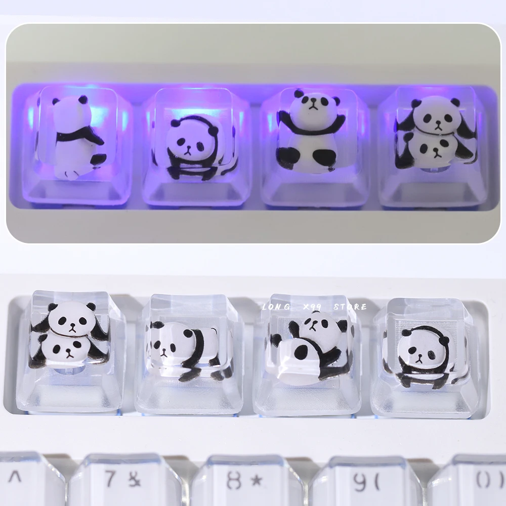 Teclas de Panda de resina con personalidad tridimensional, bonitas teclas retroiluminadas, perfil OEM para teclado mecánico con interruptor cruzado