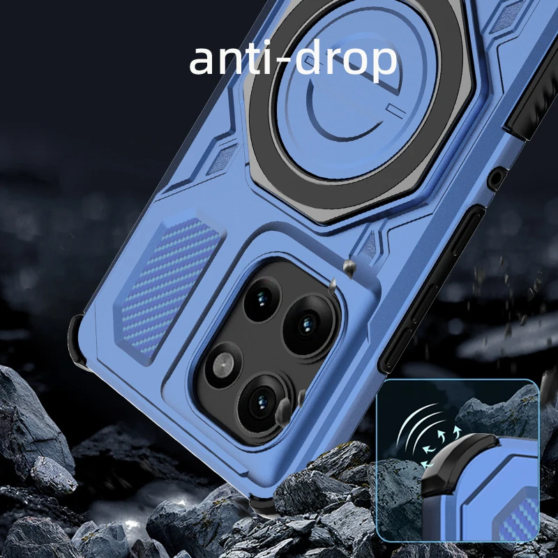 Funda de teléfono con soporte de Metal para Motorola Edge 50 Pro, Funda de hoja magnética de hierro para Moto Edge 50, soporte чехол, Funda trasera - imagen 2