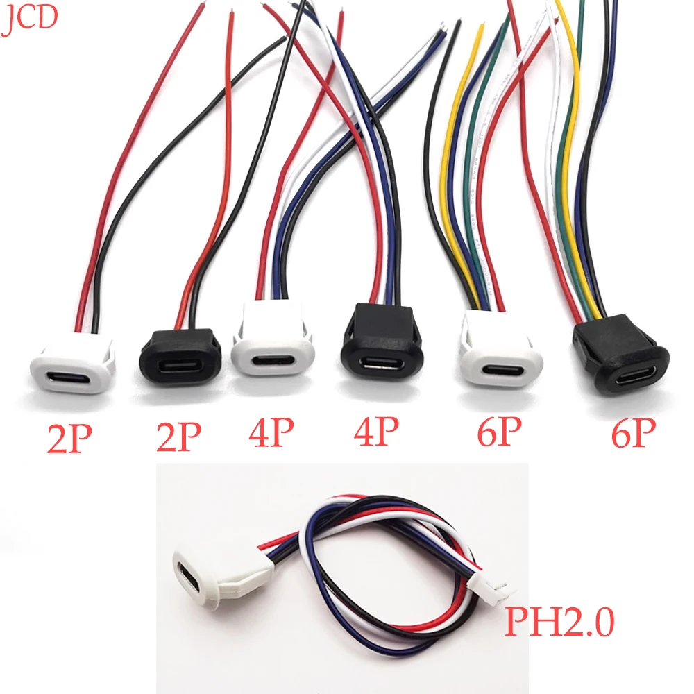 Conector tipo C de 3 piezas con hebilla de tarjeta, de alta corriente de carga rápida 5A conector hembra, cargador de USB-C, 6 pines, USB