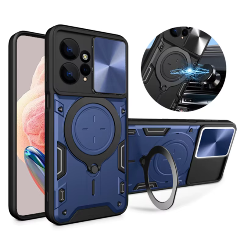 Funda protectora para Xiaomi Redmi Note 12, 4G, 2023, soporte de anillo, cámara deslizante, 4G