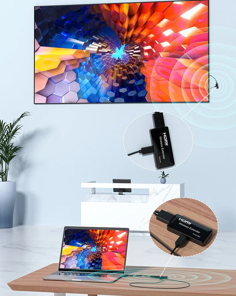 Extensor de HDMI inalámbrico, transmisor y receptor de vídeo, 150M, WiFi, compatible con 1 TX a 4 RX para PS4, cámara, PC, TV, proyector - imagen 5