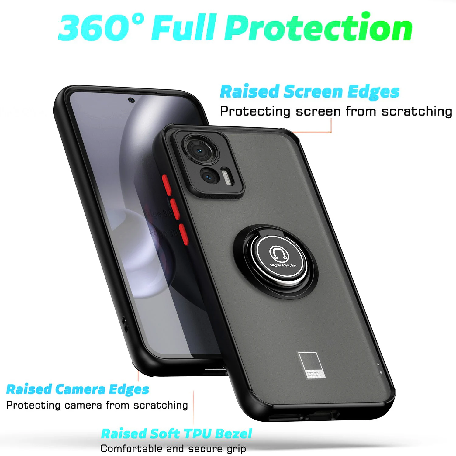 Funda de teléfono a prueba de golpes para Motorola Moto Edge 30 50 Fusion Edge 30 50 Pro Ultra Neo 5G soporte de anillo magnético cubierta dura de PC - imagen 4