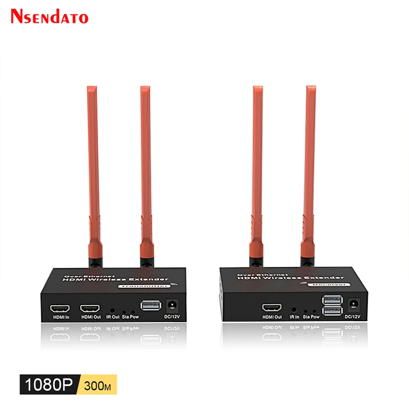Extensor KVM HDMI inalámbrico de 5,8G, 300m, 1080P, USB, HDMI, KVM, receptor transmisor de vídeo inalámbrico con salida de bucle IR HDMI para PC, TV y DVD - imagen 2